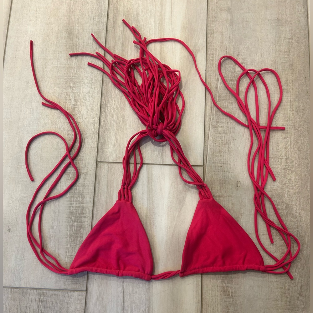 MIKOH Vibrant Pink Triangle Strappy Bikini Top